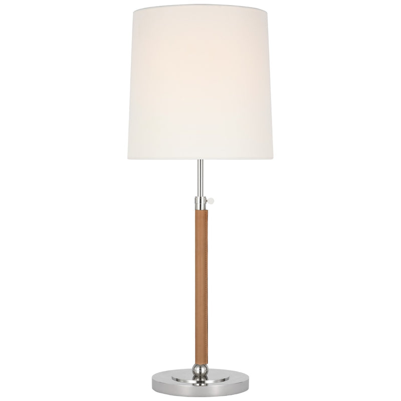 Visual Comfort Signature TOB 3581PN/NAT-L LED Table Lamp, Polished Nickel and Natural Leather
