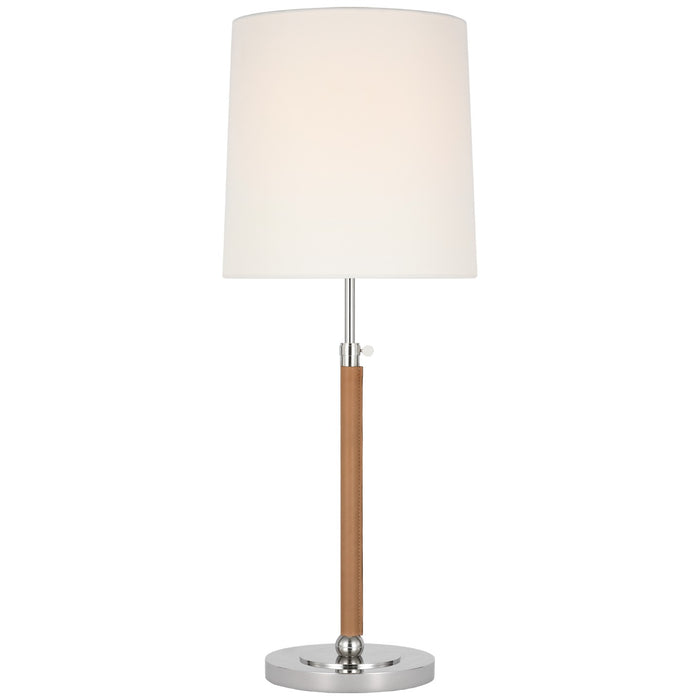 Visual Comfort Signature TOB 3581PN/NAT-L LED Table Lamp, Polished Nickel and Natural Leather