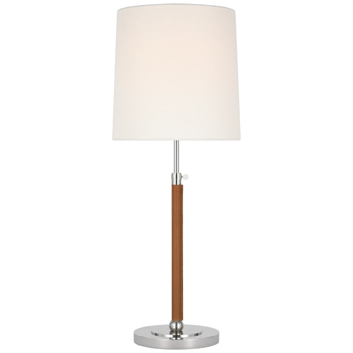 Visual Comfort Signature TOB 3581PN/NAT-L LED Table Lamp, Polished Nickel and Natural Leather