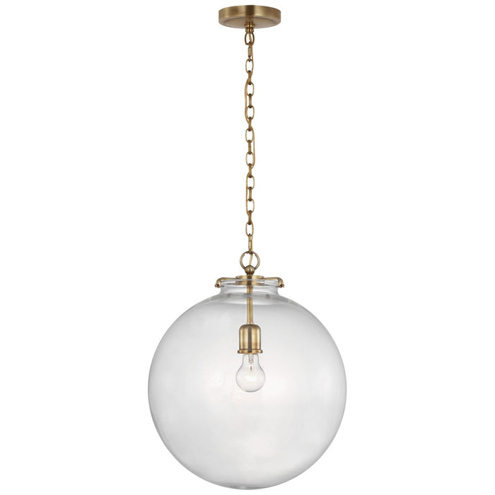 Visual Comfort Signature TOB 5227HAB/G4-CG LED Pendant, Hand-Rubbed Antique Brass
