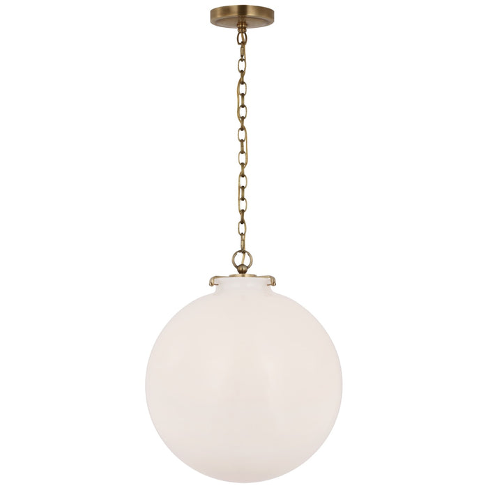 Visual Comfort Signature TOB 5227HAB/G4-WG LED Pendant, Hand-Rubbed Antique Brass