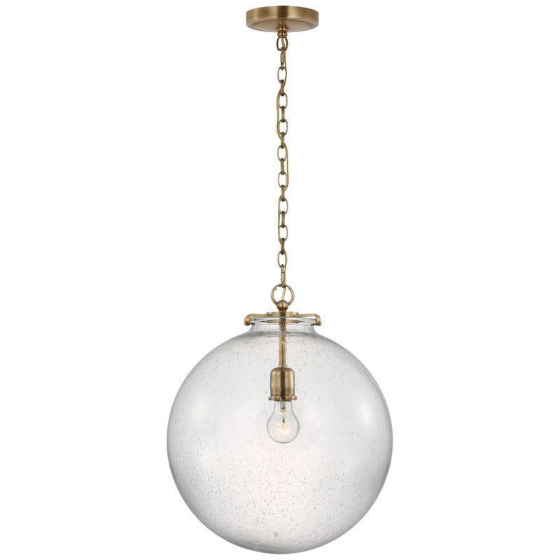 Visual Comfort Signature TOB 5227HAB/G4-SG LED Pendant, Hand-Rubbed Antique Brass