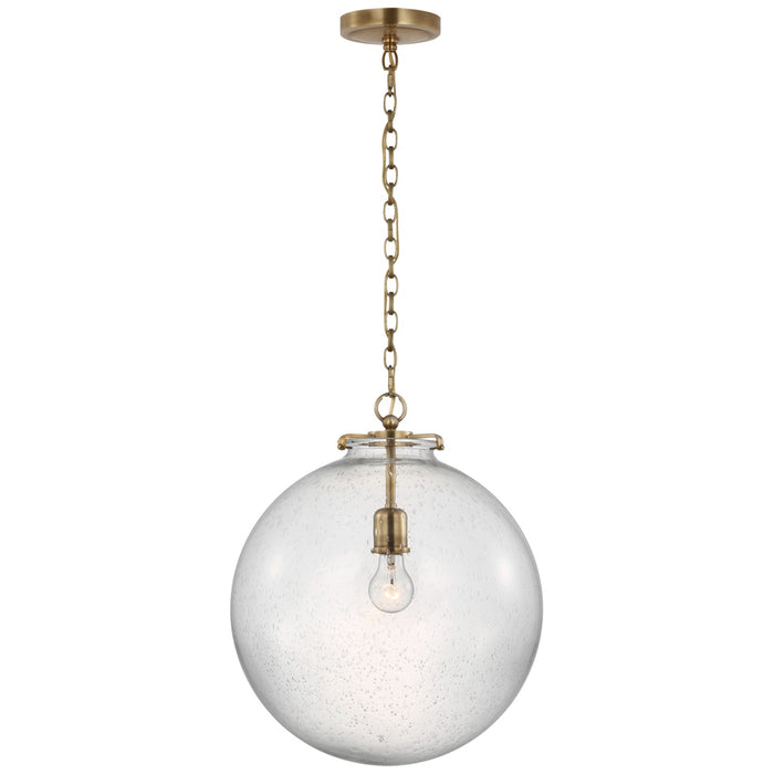Visual Comfort Signature TOB 5227HAB/G4-SG LED Pendant, Hand-Rubbed Antique Brass