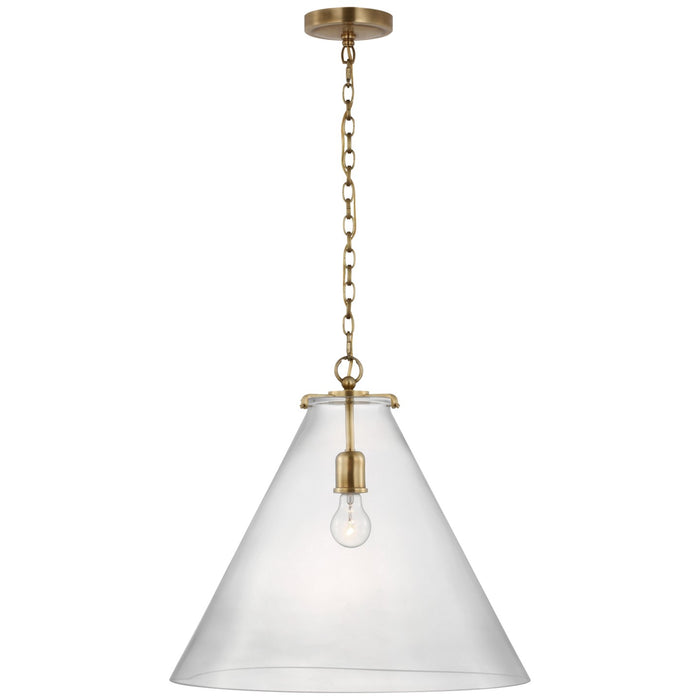 Visual Comfort Signature TOB 5227HAB/G6-CG LED Pendant, Hand-Rubbed Antique Brass