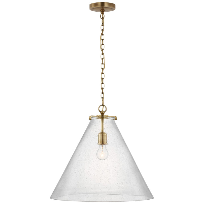Visual Comfort Signature TOB 5227HAB/G6-SG LED Pendant, Hand-Rubbed Antique Brass