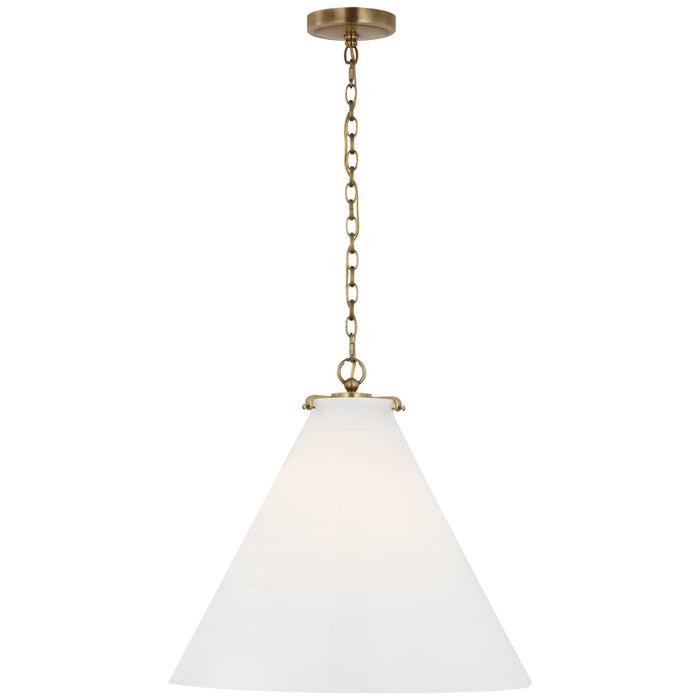 Visual Comfort Signature TOB 5227HAB/G6-WG LED Pendant, Hand-Rubbed Antique Brass