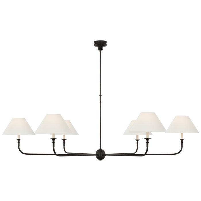 Visual Comfort Signature TOB 5454AI/EBO-L LED Chandelier, Aged Iron and Ebonized Oak