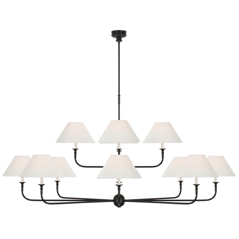 Visual Comfort Signature TOB 5458AI/EBO-L LED Chandelier, Aged Iron and Ebonized Oak