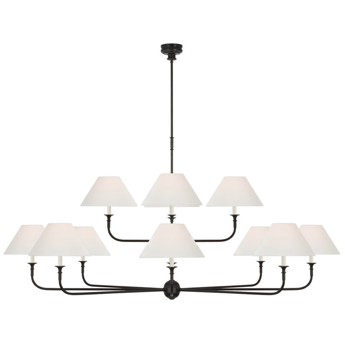 Visual Comfort Signature TOB 5458AI/EBO-L LED Chandelier, Aged Iron and Ebonized Oak