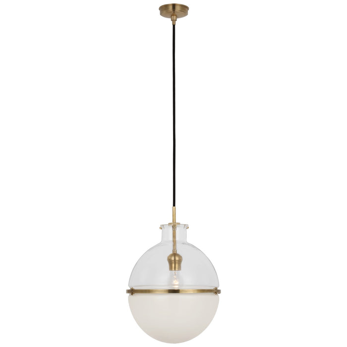 Visual Comfort Signature TOB 5486HAB-CG/WG LED Pendant, Hand-Rubbed Antique Brass