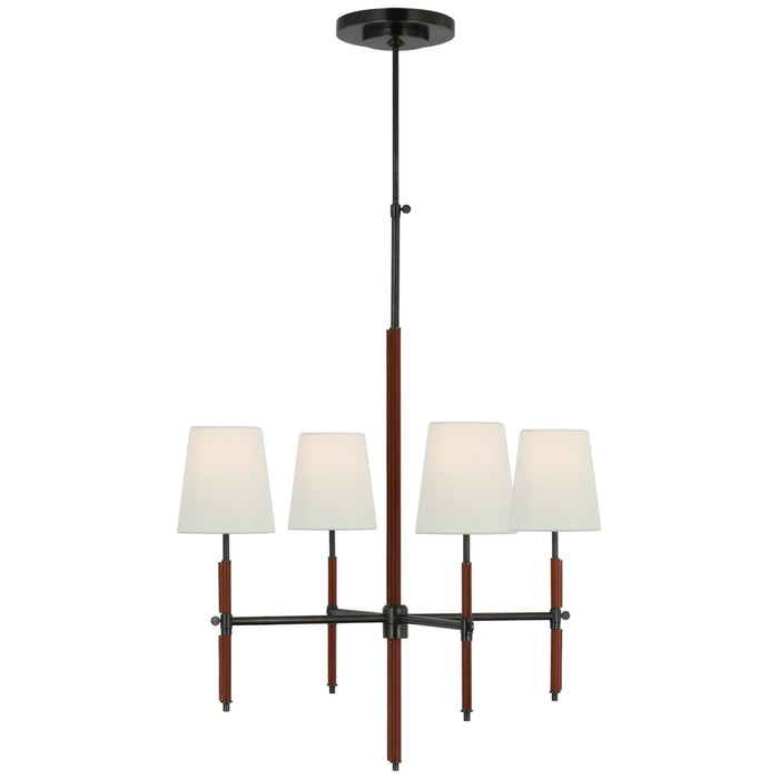 Visual Comfort Signature TOB 5580BZ/SDL-L LED Chandelier, Bronze and Saddle Leather
