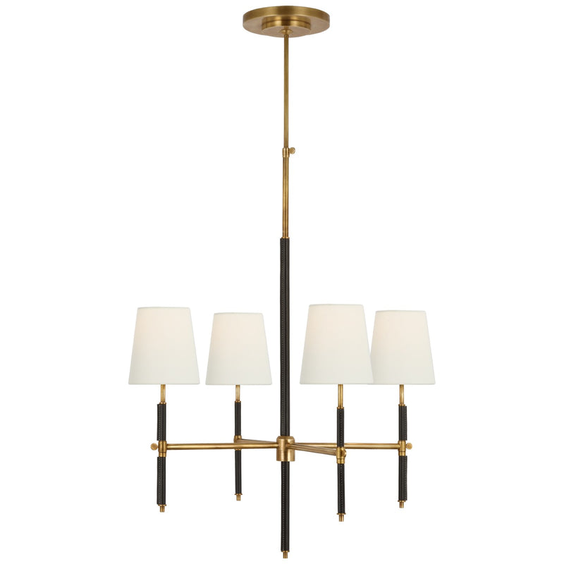 Visual Comfort Signature TOB 5580HAB/CHC-L LED Chandelier, Hand-Rubbed Antique Brass and Chocolate Leather