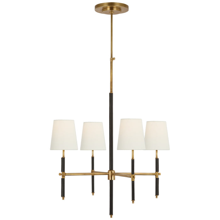 Visual Comfort Signature TOB 5580HAB/CHC-L LED Chandelier, Hand-Rubbed Antique Brass and Chocolate Leather