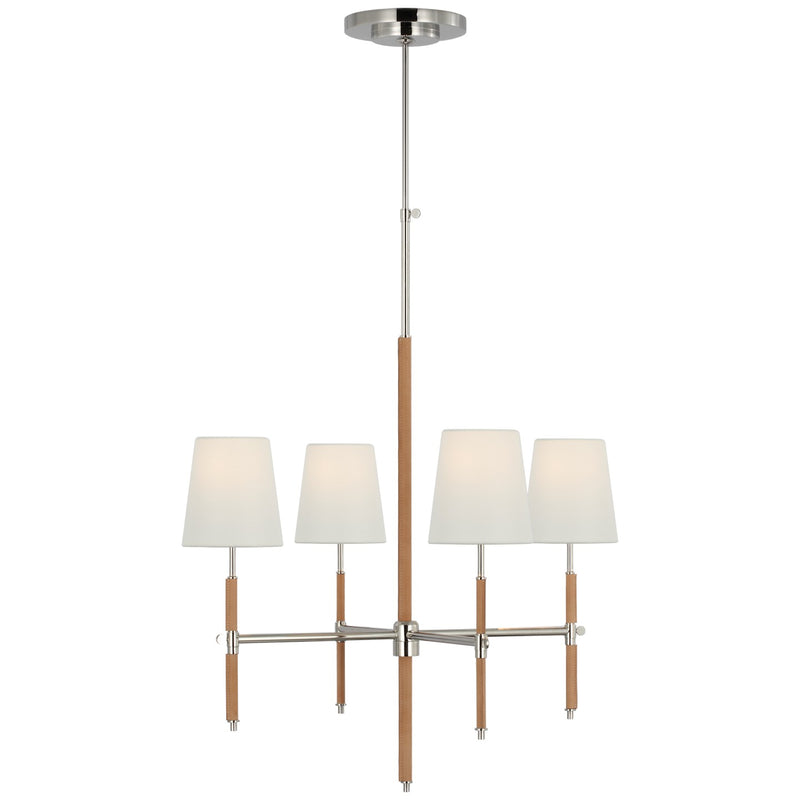 Visual Comfort Signature TOB 5580PN/NAT-L LED Chandelier, Polished Nickel and Natural Leather