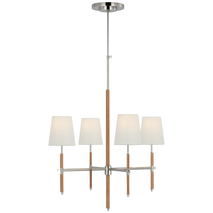 Visual Comfort Signature TOB 5580PN/NAT-L LED Chandelier, Polished Nickel and Natural Leather