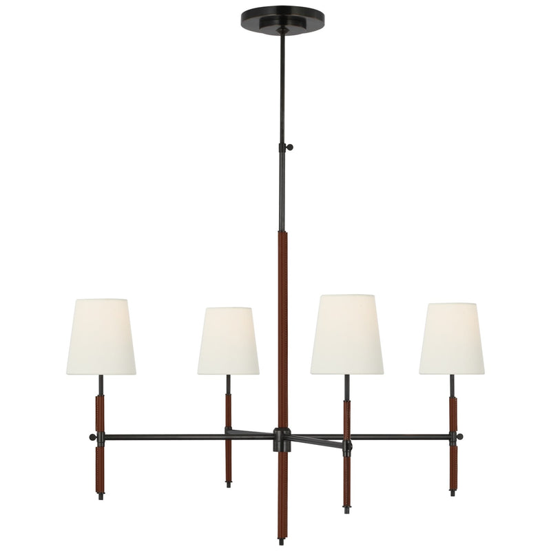 Visual Comfort Signature TOB 5582BZ/SDL-L LED Chandelier, Bronze and Saddle Leather
