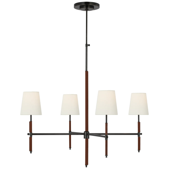 Visual Comfort Signature TOB 5582BZ/SDL-L LED Chandelier, Bronze and Saddle Leather