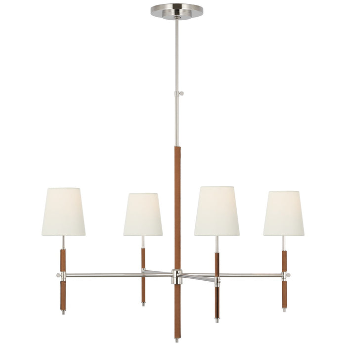 Visual Comfort Signature TOB 5582PN/NAT-L LED Chandelier, Polished Nickel and Natural Leather