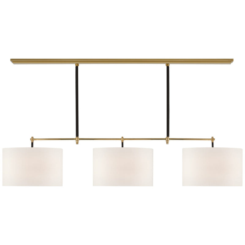 Visual Comfort Signature TOB 5586HAB/CHC-L LED Billiard, Hand-Rubbed Antique Brass and Chocolate Leather