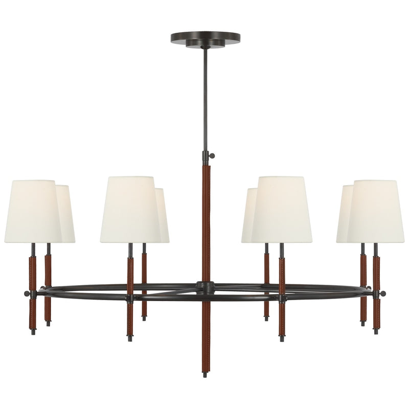Visual Comfort Signature TOB 5588BZ/SDL-L LED Chandelier, Bronze and Saddle Leather