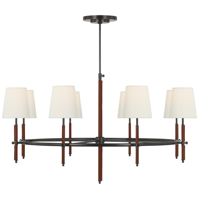 Visual Comfort Signature TOB 5588BZ/SDL-L LED Chandelier, Bronze and Saddle Leather