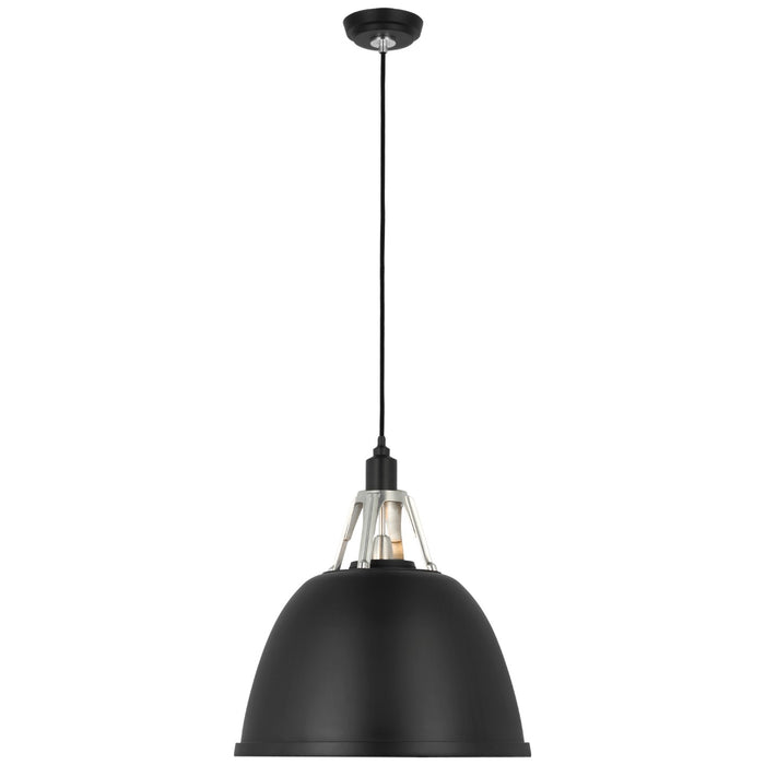 Visual Comfort Signature TOB 5640BLK/PAL LED Pendant, Black and Polished Aluminum