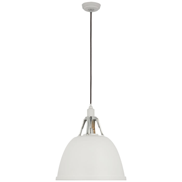 Visual Comfort Signature TOB 5640WHT/PAL LED Pendant, White and Polished Aluminum