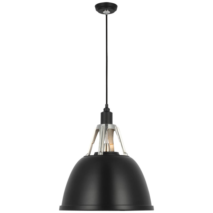 Visual Comfort Signature TOB 5641BLK/PAL LED Pendant, Black and Polished Aluminum