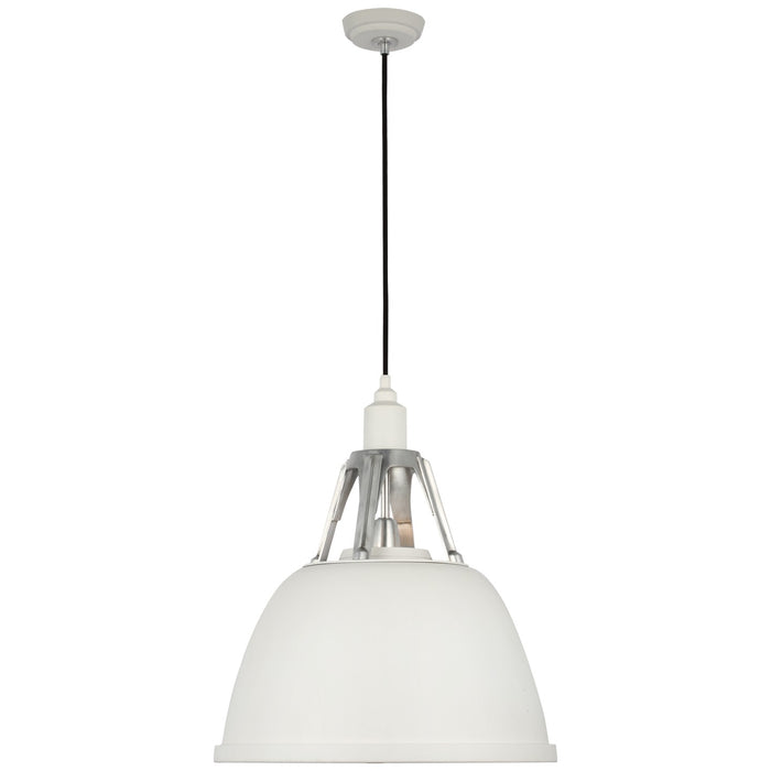 Visual Comfort Signature TOB 5641WHT/PAL LED Pendant, White and Polished Aluminum