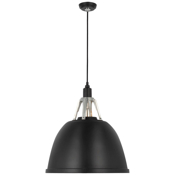 Visual Comfort Signature TOB 5642BLK/PAL LED Pendant, Black and Polished Aluminum