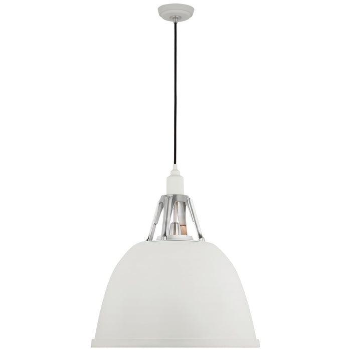 Visual Comfort Signature TOB 5642WHT/PAL LED Pendant, White and Polished Aluminum