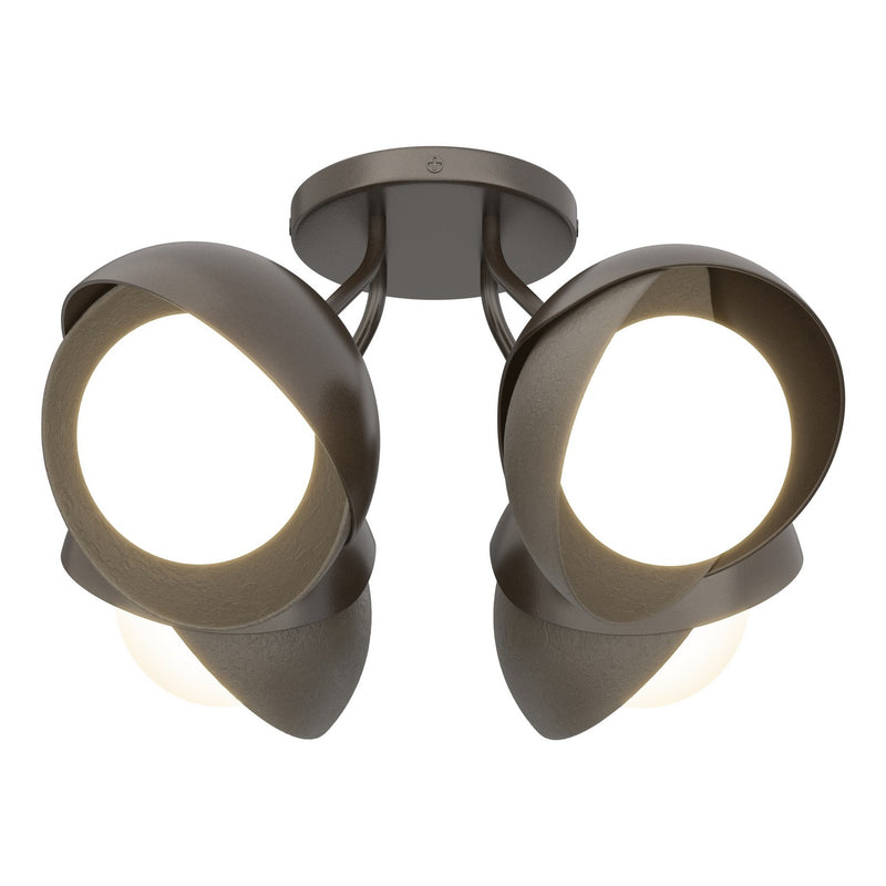Hubbardton Forge 121376-SKT-14-07-GG0711 Four Light Semi-Flush Mount, Oil Rubbed Bronze