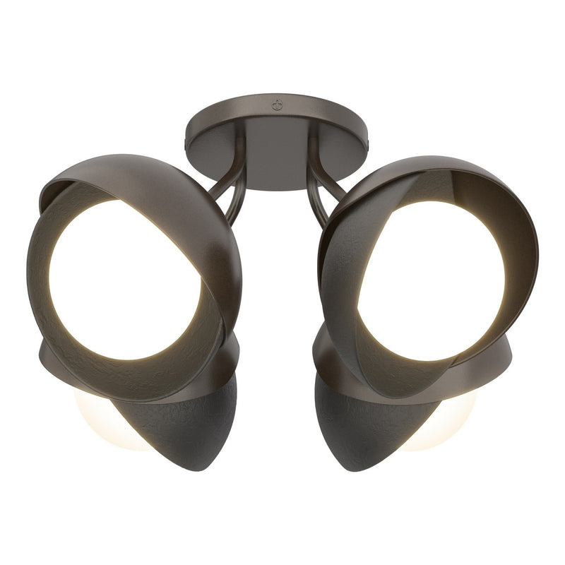 Hubbardton Forge 121376-SKT-14-10-GG0711 Four Light Semi-Flush Mount, Oil Rubbed Bronze