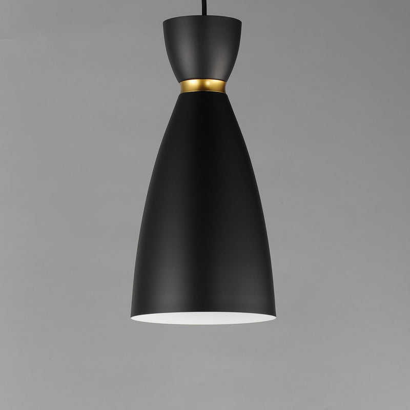 Maxim 11301BKSBR One Light Mini Pendant, Black / Satin Brass