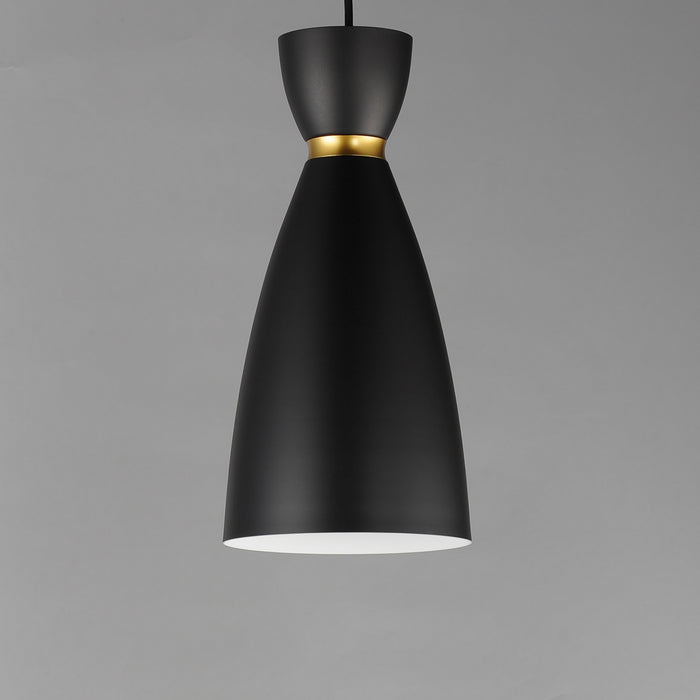 Maxim 11301BKSBR One Light Mini Pendant, Black / Satin Brass