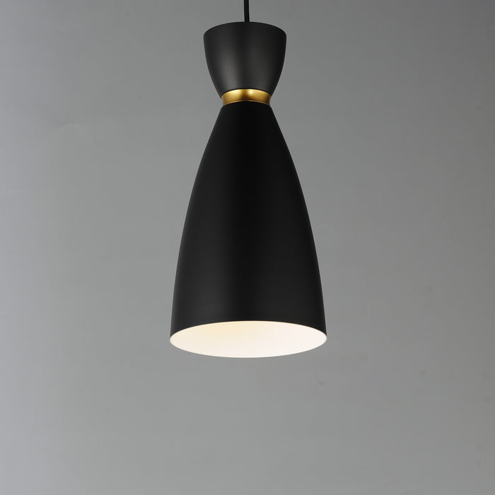 Maxim 11301BKSBR One Light Mini Pendant, Black / Satin Brass