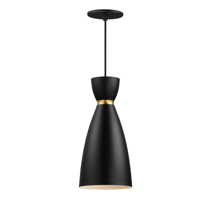 Maxim 11301BKSBR One Light Mini Pendant, Black / Satin Brass