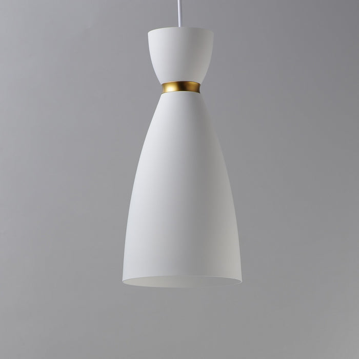 Maxim 11301WTSBR One Light Mini Pendant, White/Satin Brass