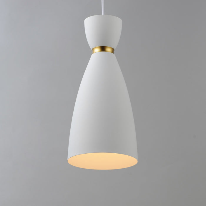 Maxim 11301WTSBR One Light Mini Pendant, White/Satin Brass