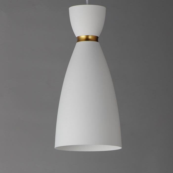 Maxim 11301WTSBR One Light Mini Pendant, White/Satin Brass