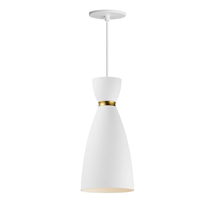 Maxim 11301WTSBR One Light Mini Pendant, White/Satin Brass