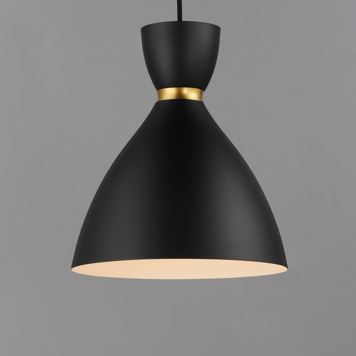 Maxim 11302BKSBR One Light Mini Pendant, Black / Satin Brass