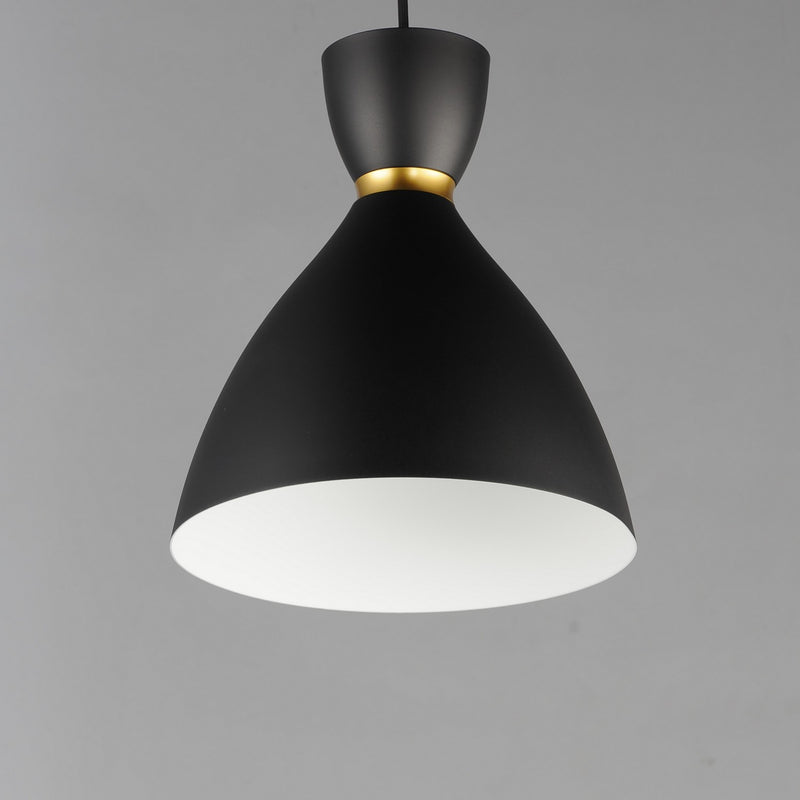 Maxim 11302BKSBR One Light Mini Pendant, Black / Satin Brass