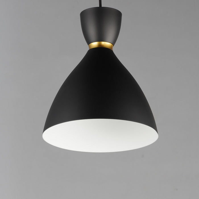 Maxim 11302BKSBR One Light Mini Pendant, Black / Satin Brass