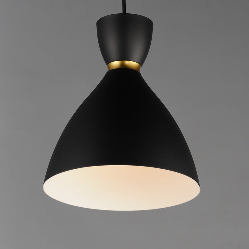 Maxim 11302BKSBR One Light Mini Pendant, Black / Satin Brass