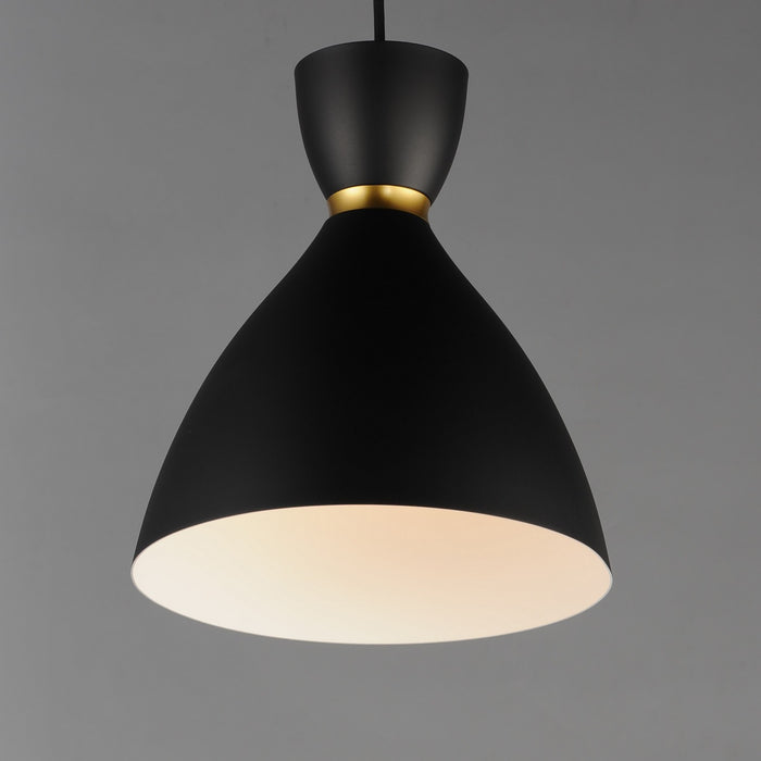 Maxim 11302BKSBR One Light Mini Pendant, Black / Satin Brass