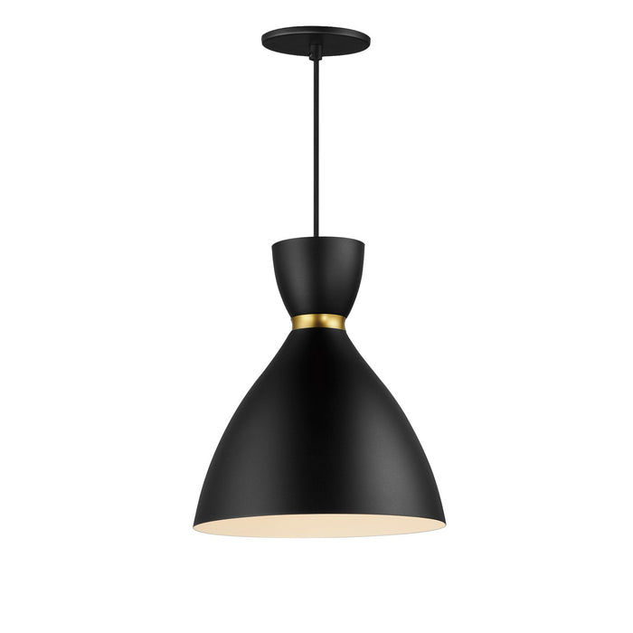 Maxim 11302BKSBR One Light Mini Pendant, Black / Satin Brass