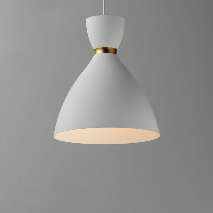 Maxim 11302WTSBR One Light Mini Pendant, White/Satin Brass
