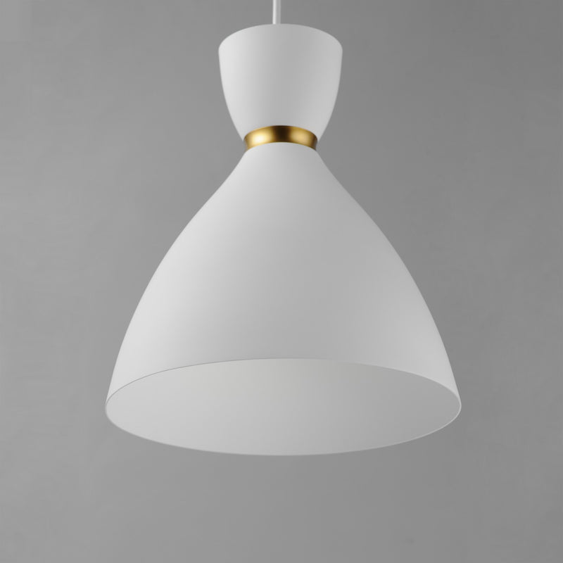 Maxim 11302WTSBR One Light Mini Pendant, White/Satin Brass