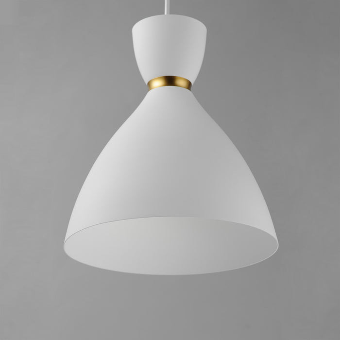 Maxim 11302WTSBR One Light Mini Pendant, White/Satin Brass